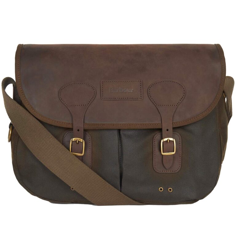 Barbour Wax Leather Tarras Bag - Olive
