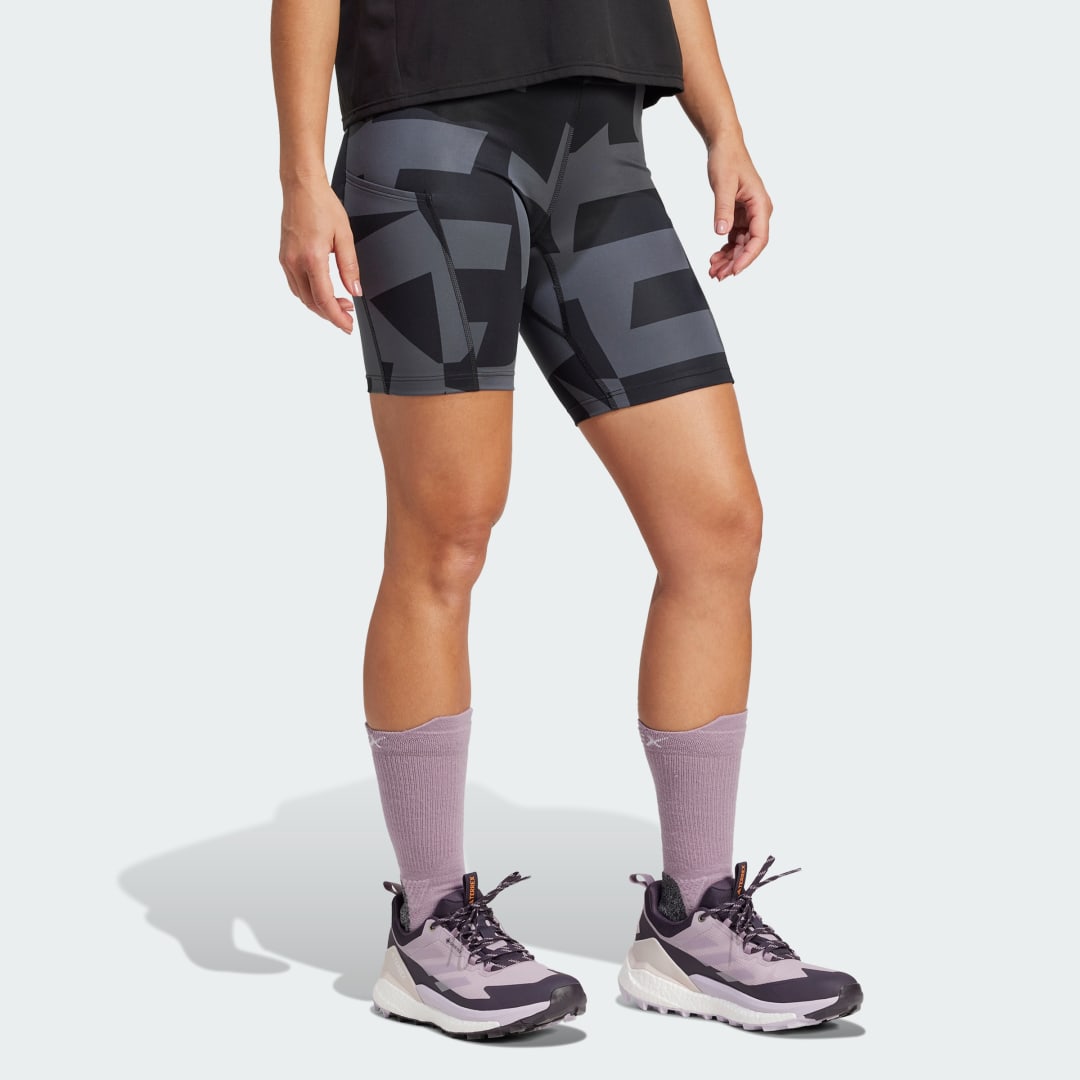 adidas Terrex Multi 8-Inch Tight Shorts Printed Carbon / Black / Black / Black - Image 3
