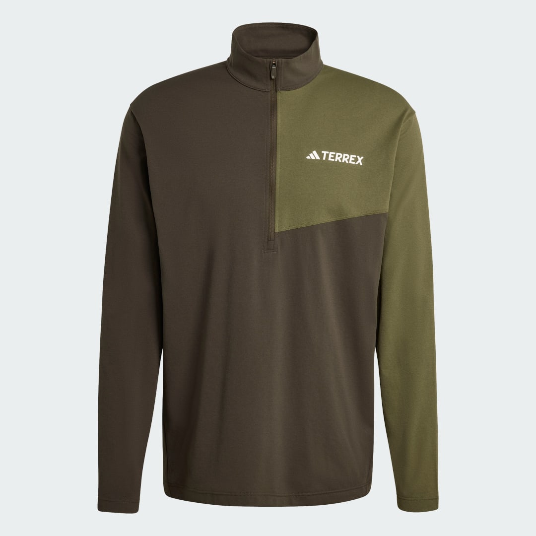 adidas Terrex Multi Climacool 1/2 Zip Long Sleeve Long-Sleeve Top Shadow Olive - Image 4