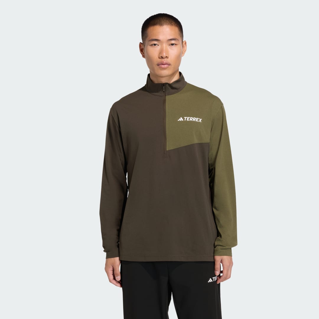 adidas Terrex Multi Climacool 1/2 Zip Long Sleeve Long-Sleeve Top Shadow Olive