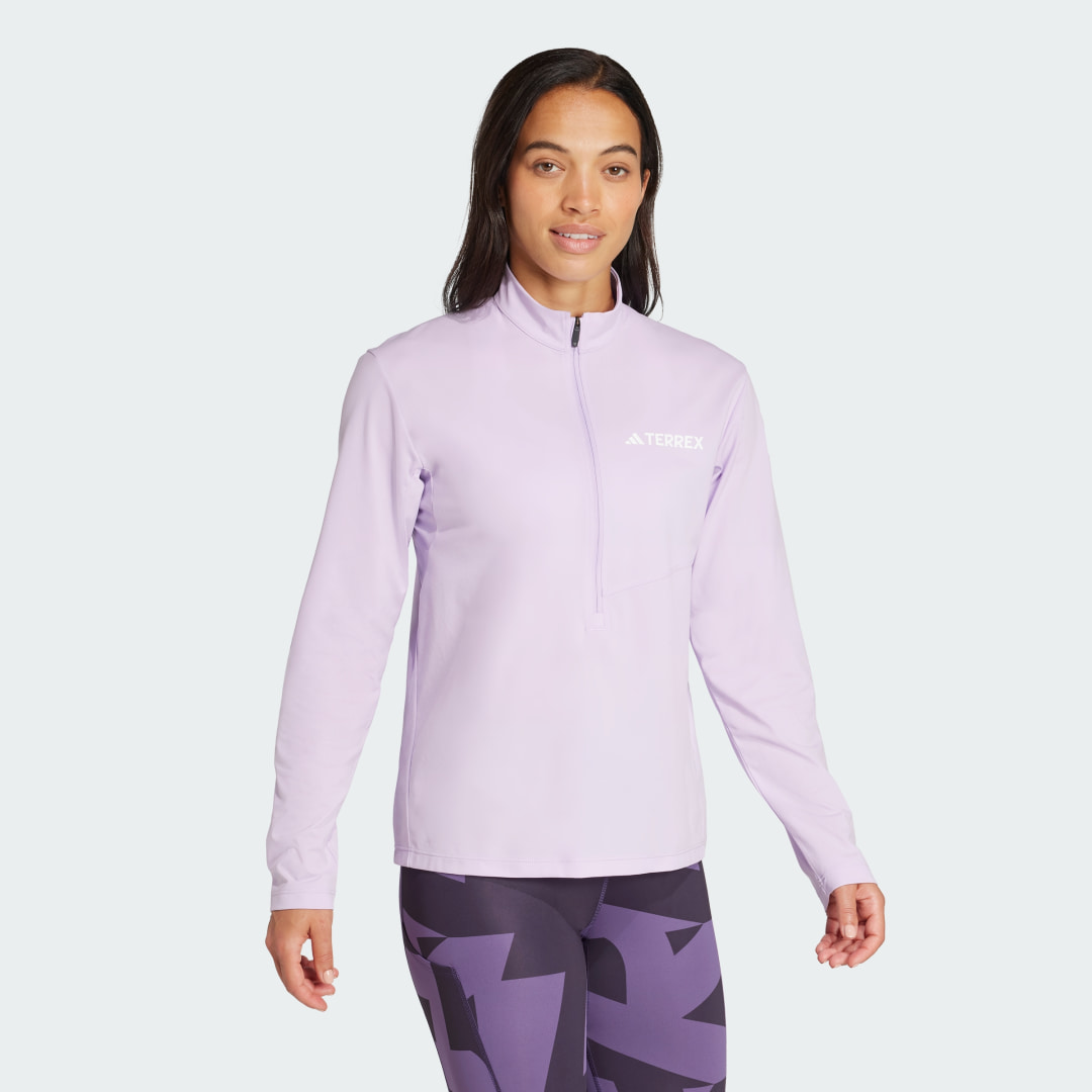 adidas Terrex Multi Climacool 1/2 Zip Long Sleeve Long-Sleeve Top Powder Plum - Image 3