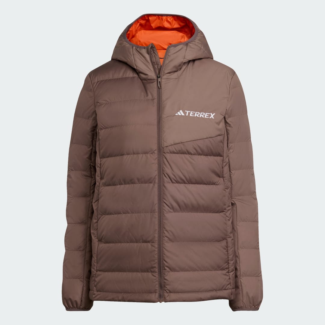 adidas Terrex Multi Light Down CLIMAWARM Hooded Jacket Earth Strata / Trace Brown - Image 4