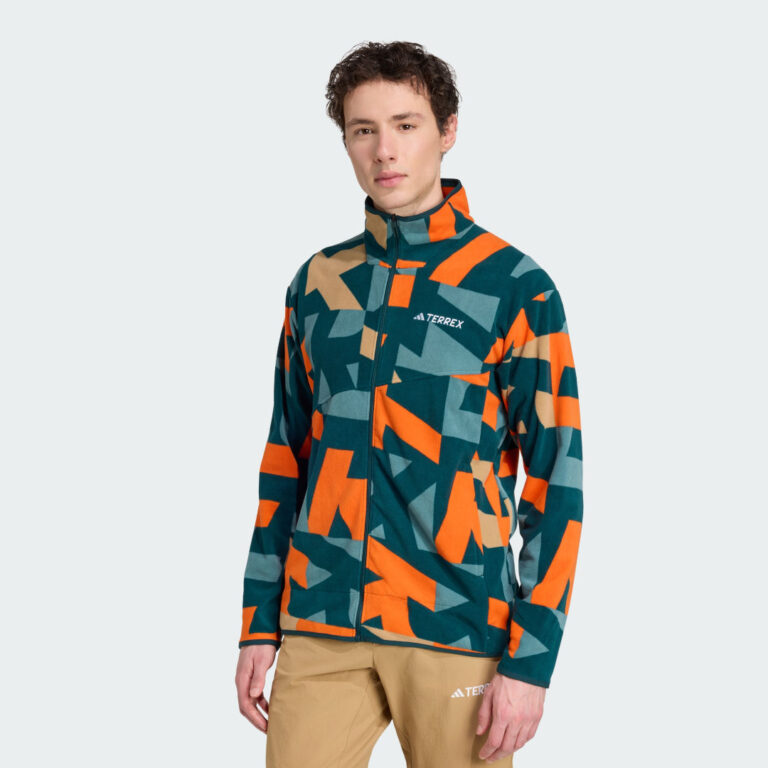 adidas Terrex Multi Printed Full-Zip Fleece Jacket Aurora Ivy / Semi Impact Orange