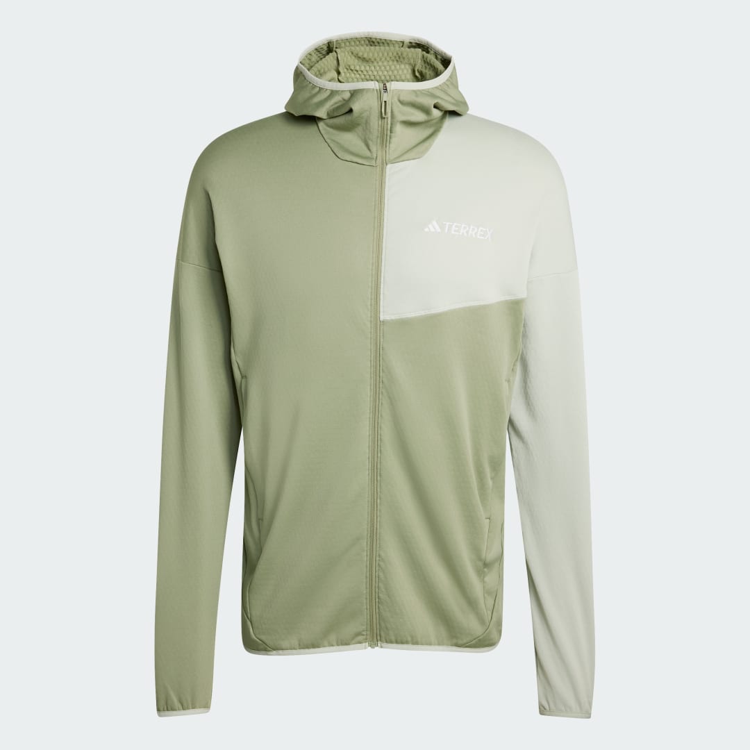 adidas Terrex Xperior CLIMAWARM Light Fleece Hooded Jacket Tent Green / Halo Green - Image 4