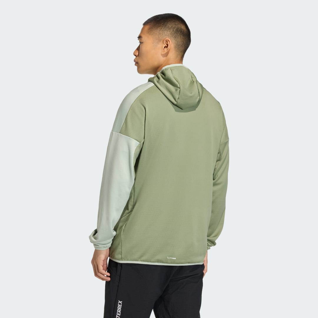 adidas Terrex Xperior CLIMAWARM Light Fleece Hooded Jacket Tent Green / Halo Green - Image 2