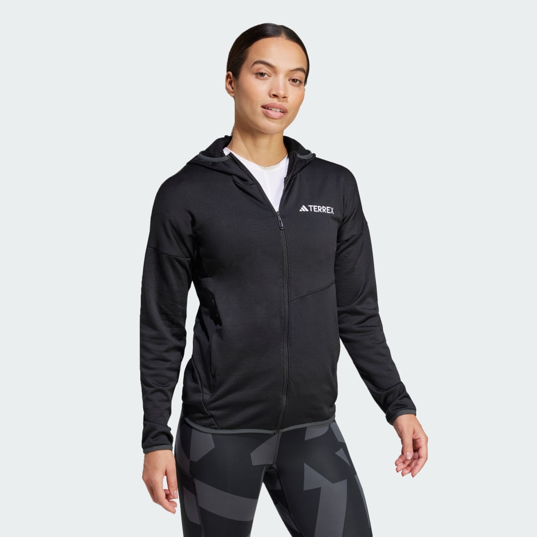 adidas Terrex Xperior Climawarm Light Fleece Hooded Jacket Black - Image 3
