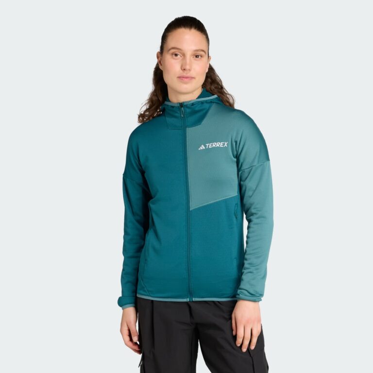 adidas Terrex Xperior Climawarm Light Fleece Hooded Jacket Mystery Green / Preloved Teal