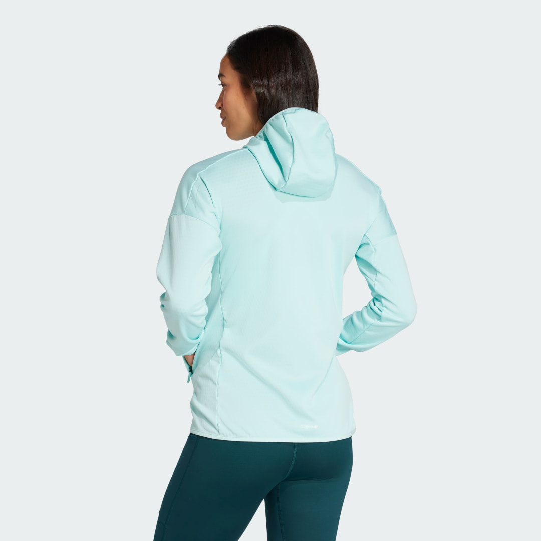 adidas Terrex Xperior Climawarm Light Fleece Hooded Jacket Semi Flash Aqua - Image 2
