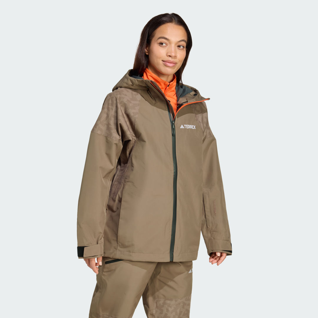 adidas Terrex Xperior Hybrid PRIMEKNIT CLIMAPROOF+ Jacket Earth Strata - Image 3