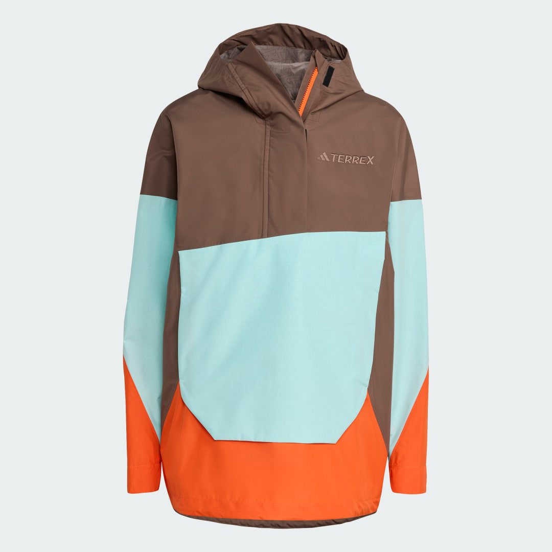adidas Terrex Xploric 2.5L Climaproof Anorak Earth Strata / Semi Flash Aqua / Semi Impact Orange - Image 4