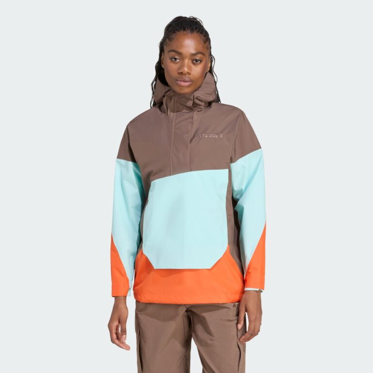 adidas Terrex Xploric 2.5L Climaproof Anorak Earth Strata / Semi Flash Aqua / Semi Impact Orange