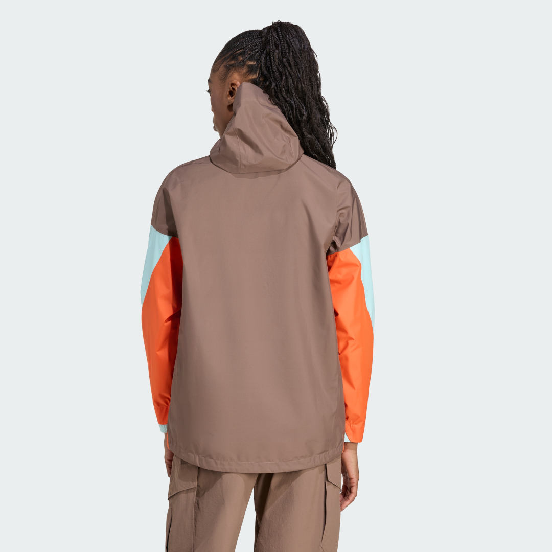adidas Terrex Xploric 2.5L Climaproof Anorak Earth Strata / Semi Flash Aqua / Semi Impact Orange - Image 2