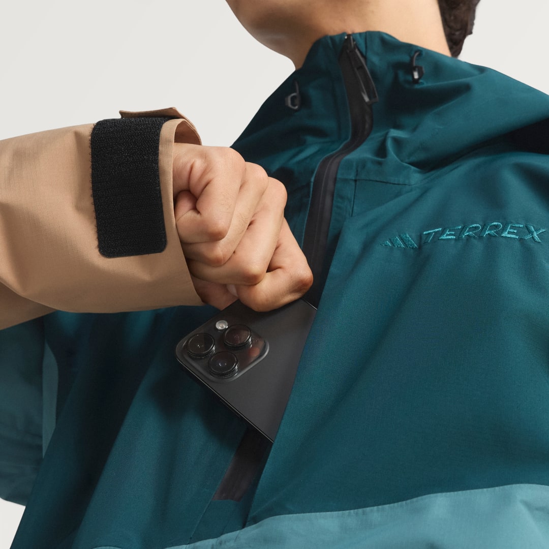 adidas Terrex Xploric 2 Layer Lined CLIMAPROOF Anorak Preloved Teal / Aurora Ivy / Cardboard - Image 3