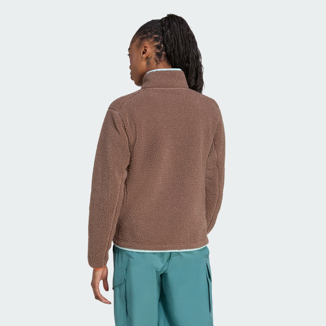 adidas Terrex Xploric High Pile Fleece Pullover Sweatshirt Earth Strata / Semi Flash Aqua - Image 2