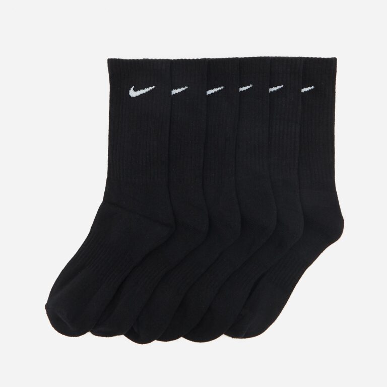 Nike 6-Pack Everyday Cushioned Training Crew Socks in Black - Size: 8-11
