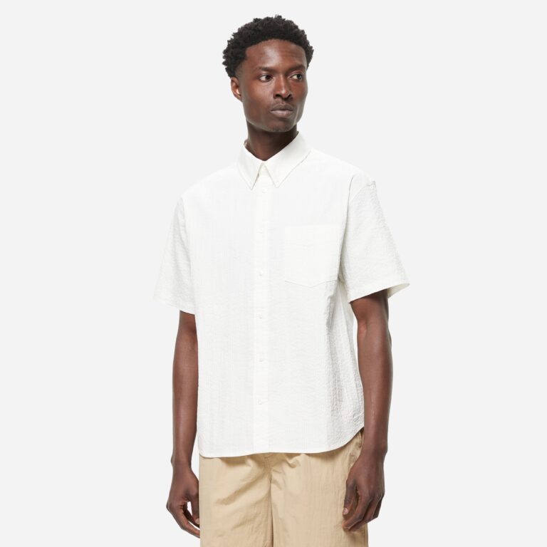 Nike Life Seersucker Short Sleeve Shirt in White - Size: L