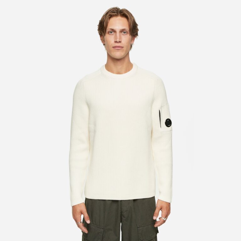 C.P. Company Full Rib Crewneck Knit Sweatshirt in White - Size: XL