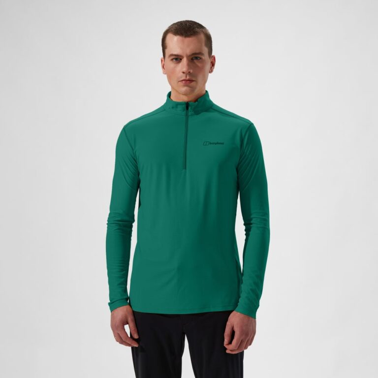 Berghaus Men's  24/7 Half Zip Long Sleeve Tech Tee - Green