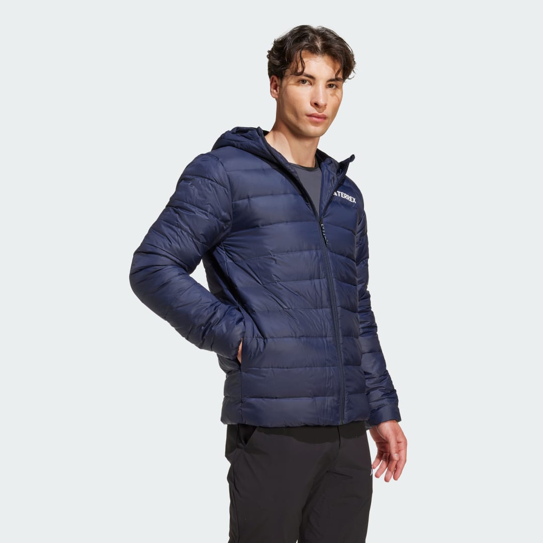 adidas Terrex Multi Essentials CLIMAWARM Light Down Hooded Jacket Legend Ink - Image 3