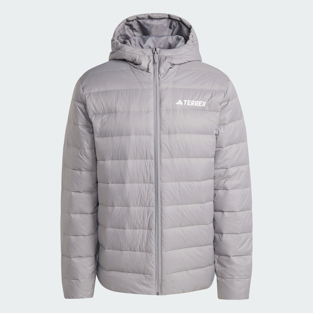 adidas Terrex Multi Essentials CLIMAWARM Light Down Hooded Jacket Grey Three - Image 4