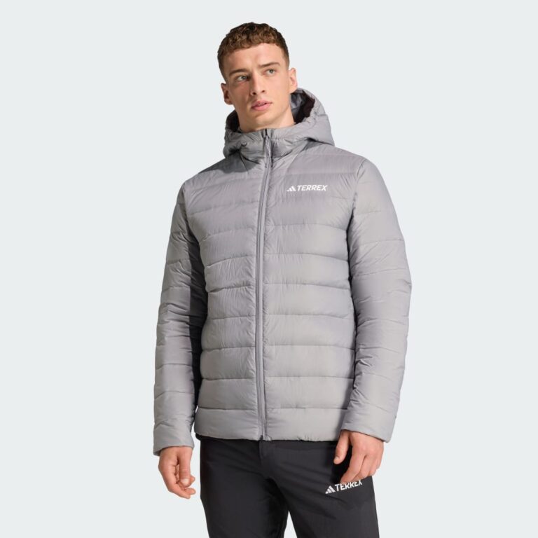 adidas Terrex Multi Essentials CLIMAWARM Light Down Hooded Jacket Grey Three