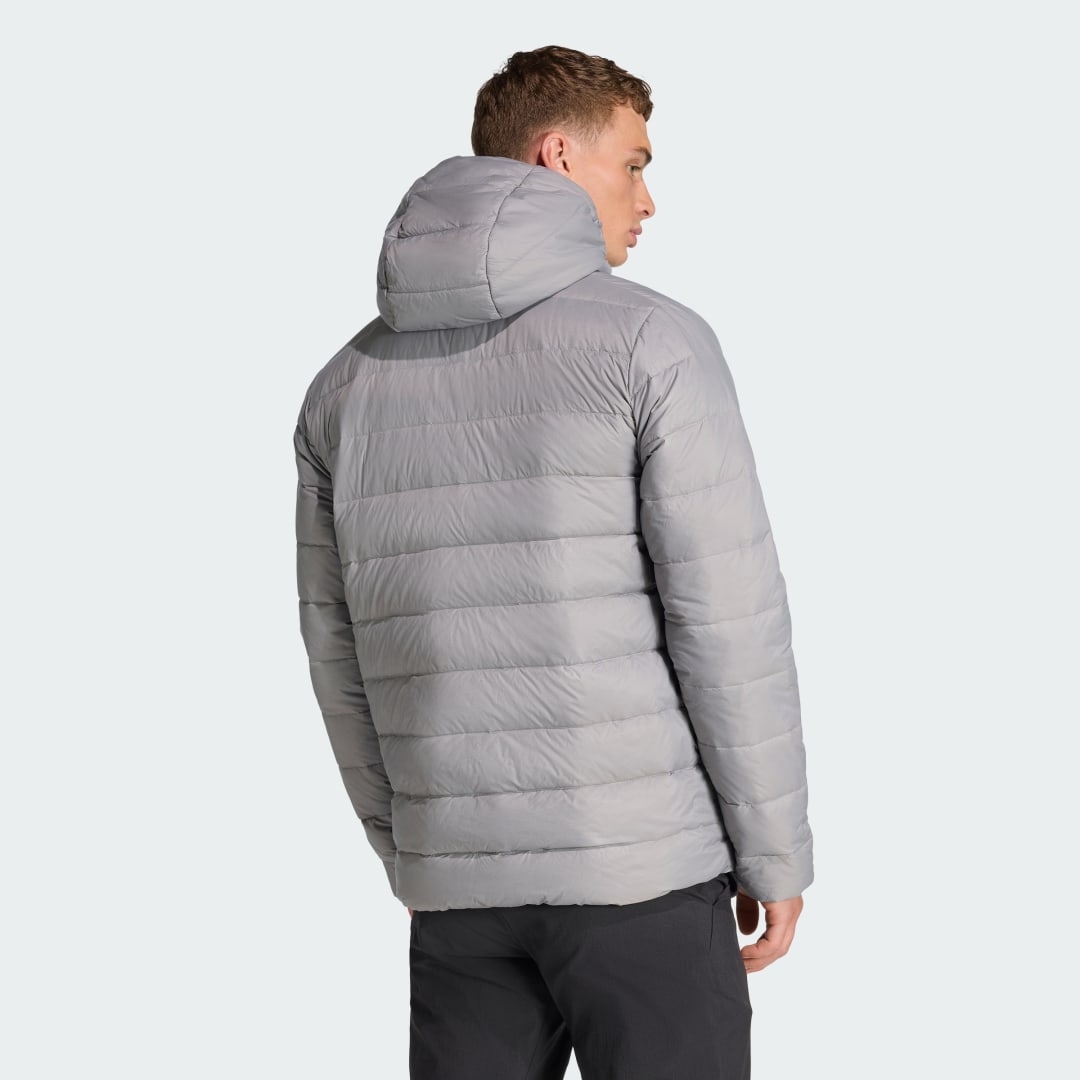 adidas Terrex Multi Essentials CLIMAWARM Light Down Hooded Jacket Grey Three - Image 2