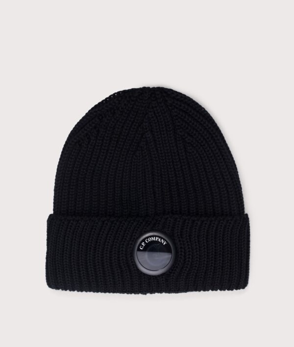 C.P. Company Extrafine Merino Wool Lens Beanie Black