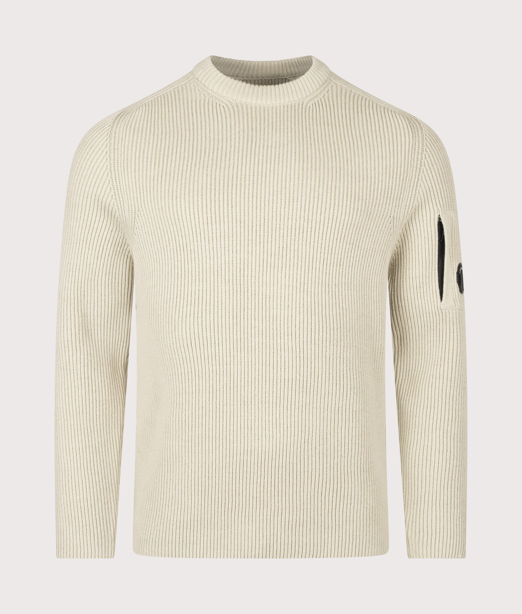 C.P. Company Full Rib Cotton Crewneck Lens Jumper Silver Birch