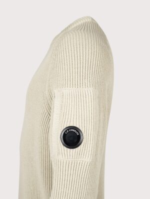 C.P. Company Full Rib Cotton Crewneck Lens Jumper Silver Birch