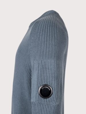 C.P. Company Full Rib Cotton Crewneck Lens Jumper Orion Blue