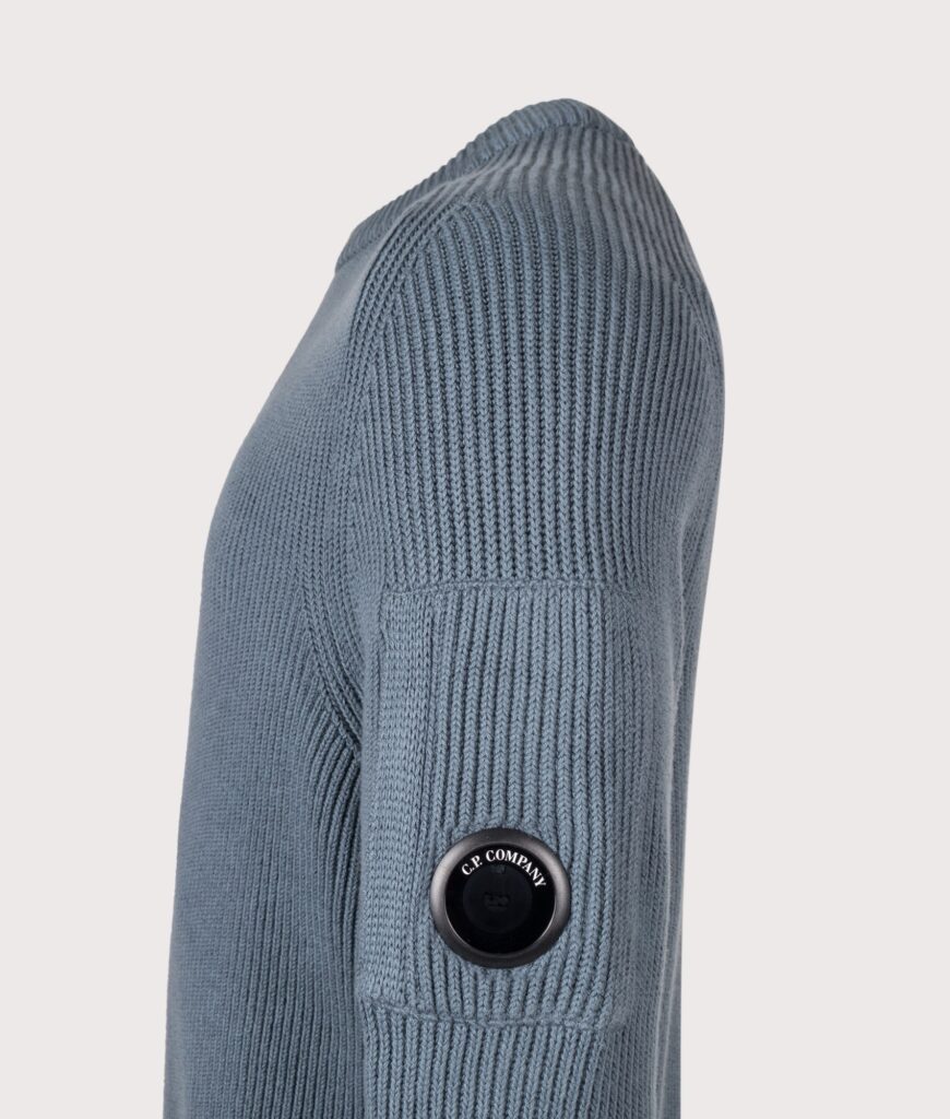 C.P. Company Full Rib Cotton Crewneck Lens Jumper Orion Blue
