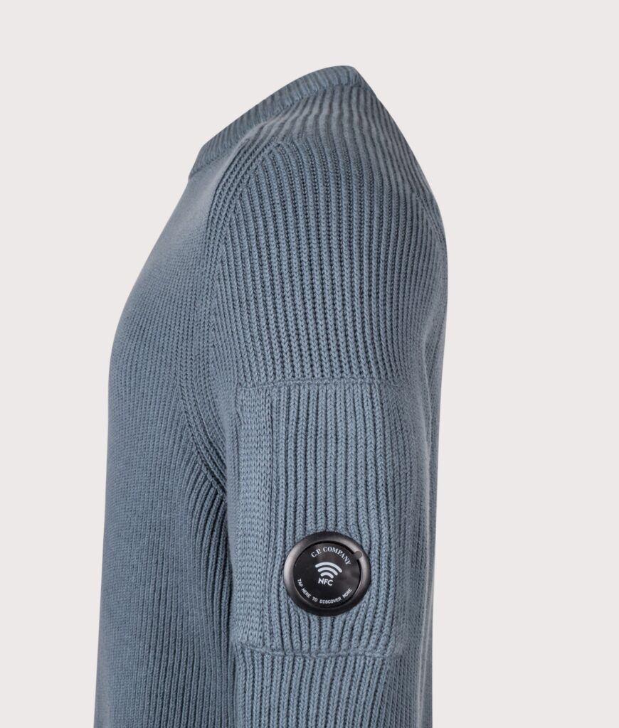 C.P. Company Full Rib Cotton Crewneck Lens Jumper Orion Blue