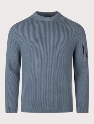 C.P. Company Full Rib Cotton Crewneck Lens Jumper Orion Blue