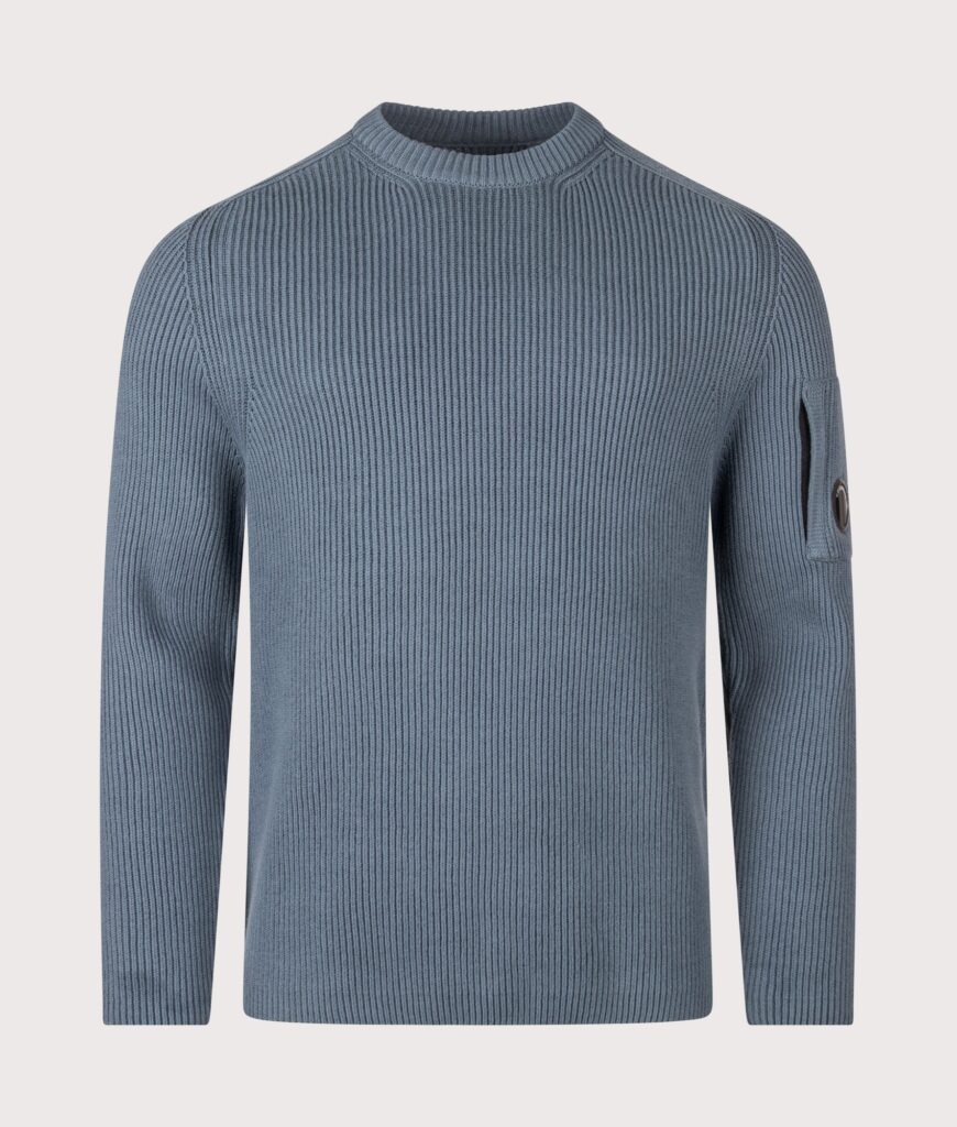 C.P. Company Full Rib Cotton Crewneck Lens Jumper Orion Blue