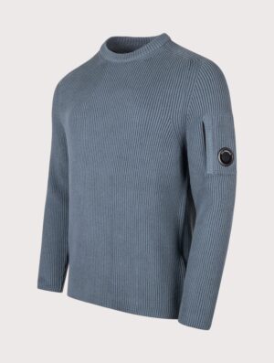 C.P. Company Full Rib Cotton Crewneck Lens Jumper Orion Blue