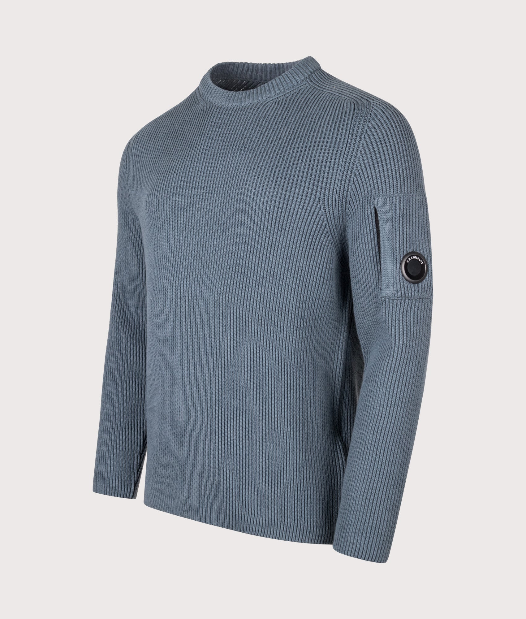 C.P. Company Full Rib Cotton Crewneck Lens Jumper Orion Blue