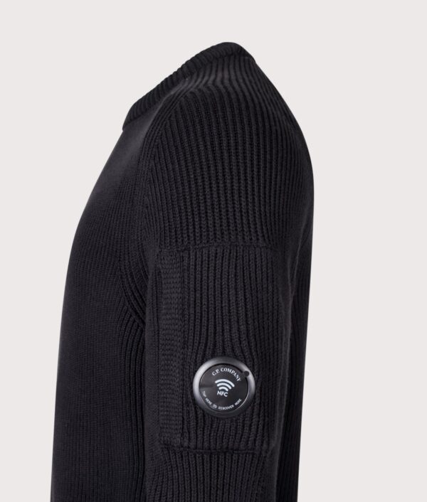 C.P. Company Full Rib Cotton Crewneck Lens Jumper Black