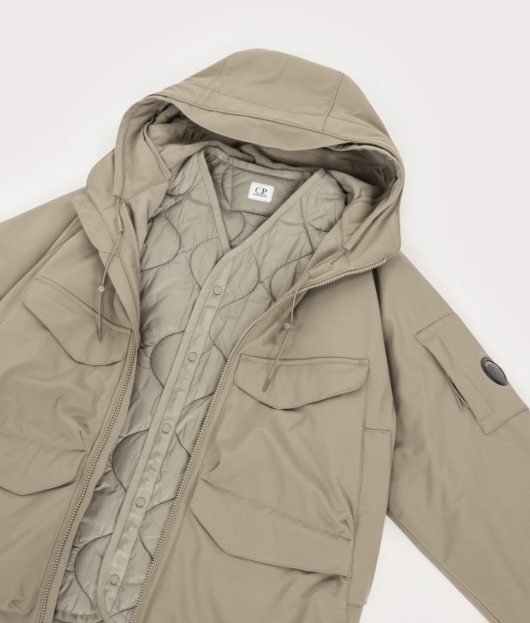 C.P. Company Shell-R Padded Hooded Lens Jacket Fallen Rock - Image 4