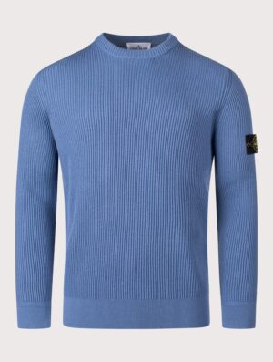 STONE ISLAND Mens Wool Crew Neck Jumper V002B Steel Blue