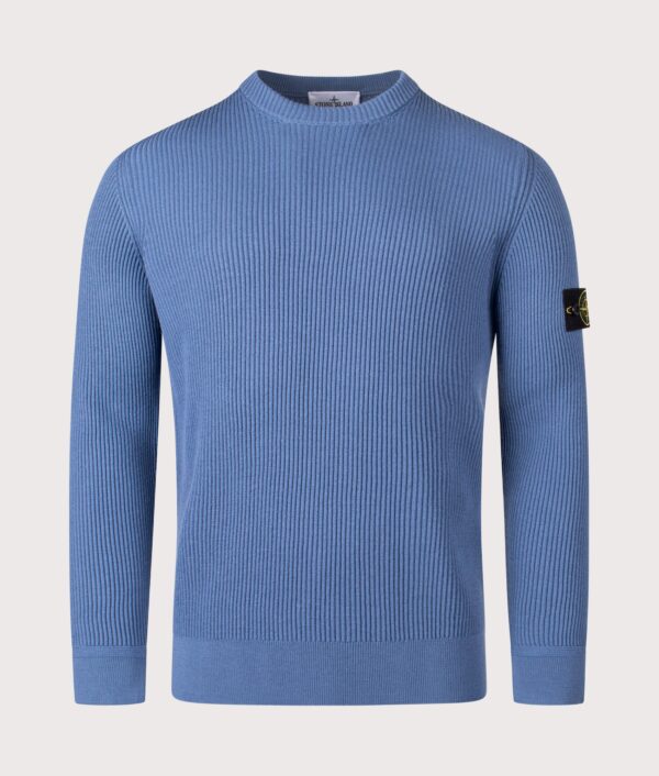STONE ISLAND Mens Wool Crew Neck Jumper V002B Steel Blue