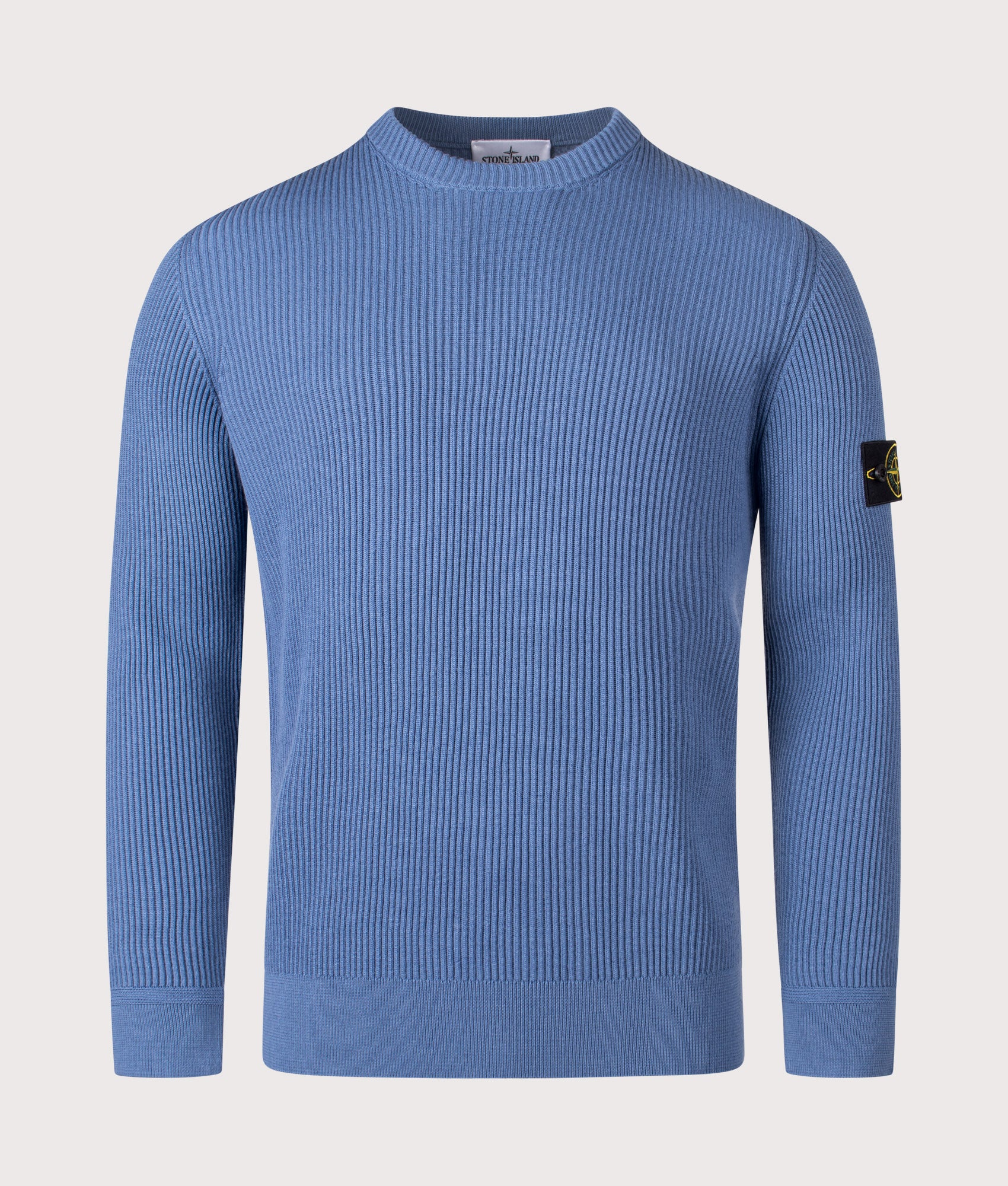STONE ISLAND Mens Wool Crew Neck Jumper V002B Steel Blue