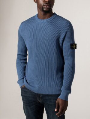 STONE ISLAND Mens Wool Crew Neck Jumper V002B Steel Blue