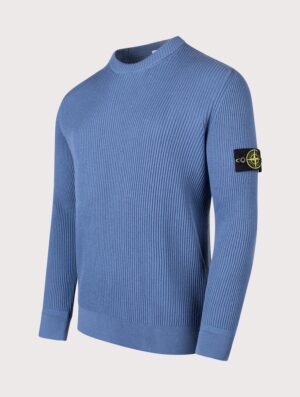 STONE ISLAND Mens Wool Crew Neck Jumper V002B Steel Blue