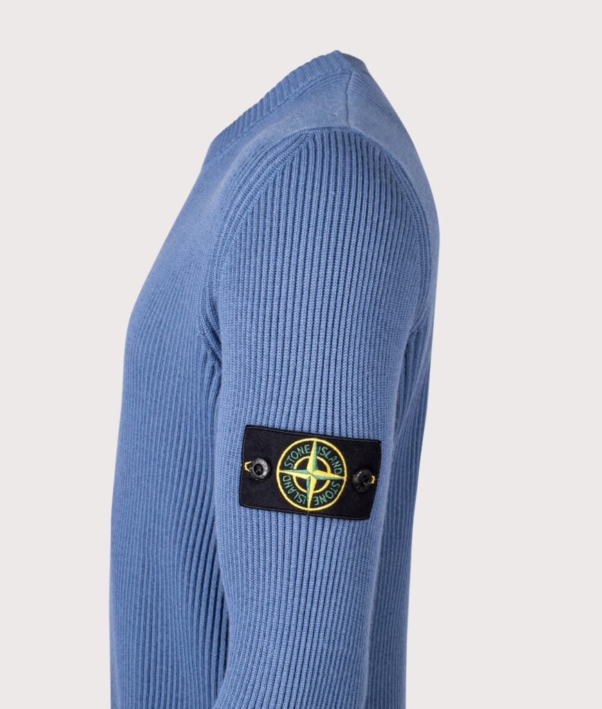 STONE ISLAND Mens Wool Crew Neck Jumper V002B Steel Blue