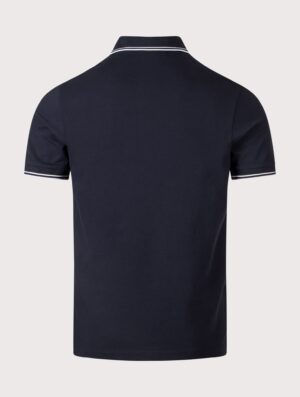 Stone Island Mens Slim Fit Striped Collar Polo Shirt V0020 Navy Blue