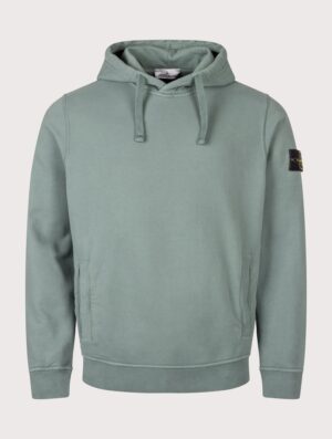 STONE ISLAND Brushed Organic Cotton Fleece Hoodie Ocean Green