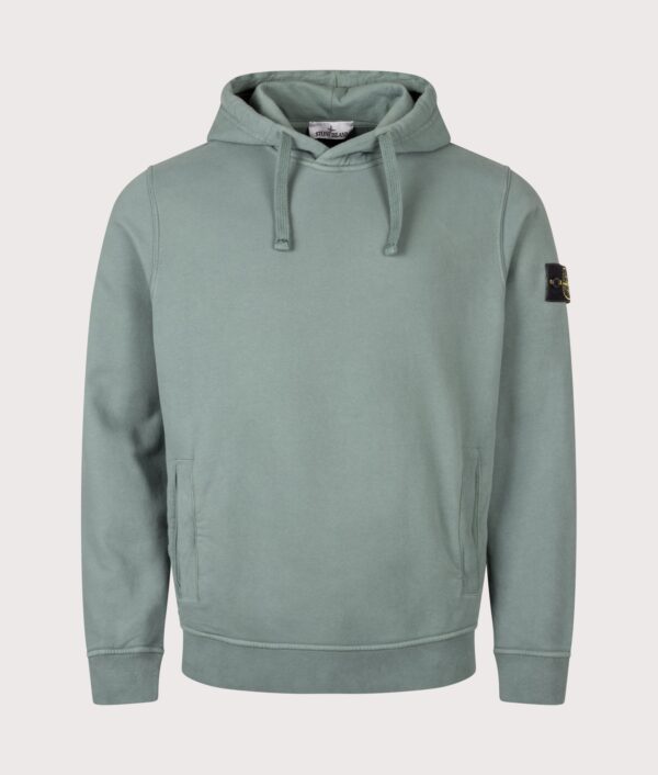 STONE ISLAND Brushed Organic Cotton Fleece Hoodie Ocean Green