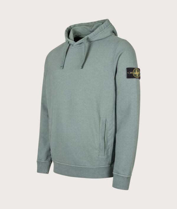 STONE ISLAND Brushed Organic Cotton Fleece Hoodie Ocean Green
