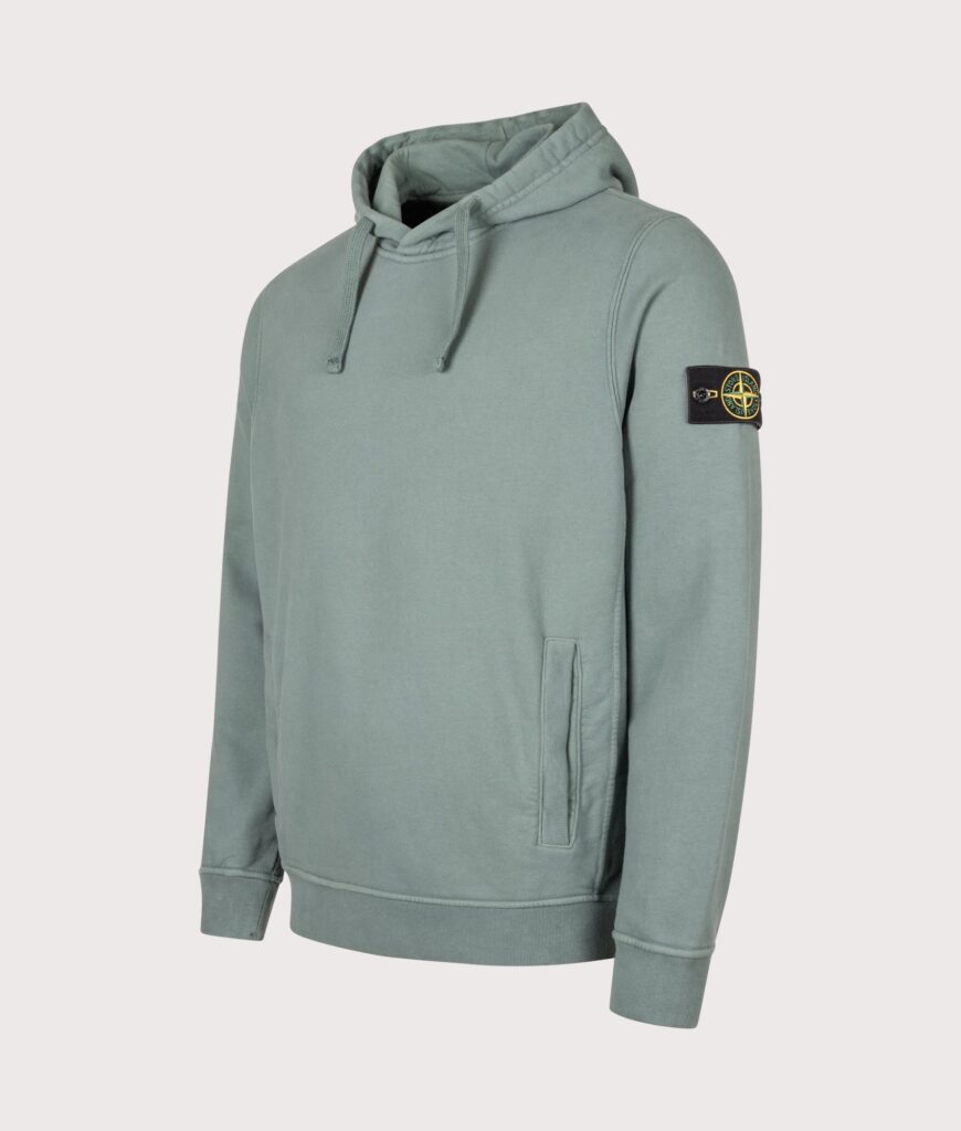 STONE ISLAND Brushed Organic Cotton Fleece Hoodie Ocean Green