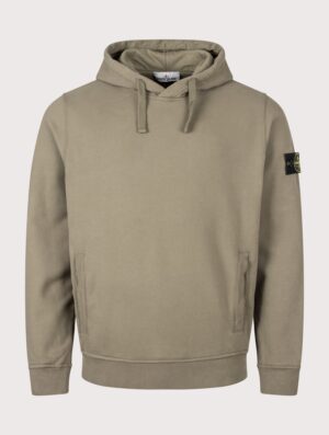 STONE ISLAND Brushed Organic Cotton Fleece Hoodie Military Green